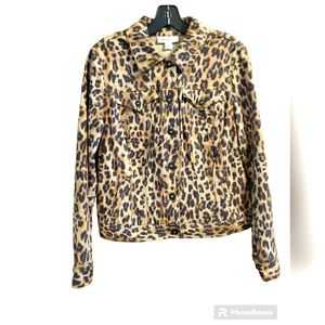 Style and co denim womens leopard print jacket size small